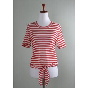 PETIT POIS By Viviana G $108 Mesh Stretch Striped Front Tie Bow Top Size XS